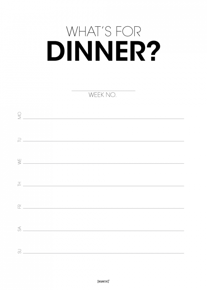 meal planner poster one week