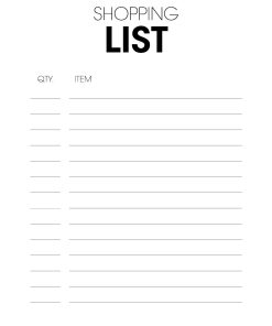 shopping list poster