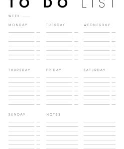 one week to-do list poster